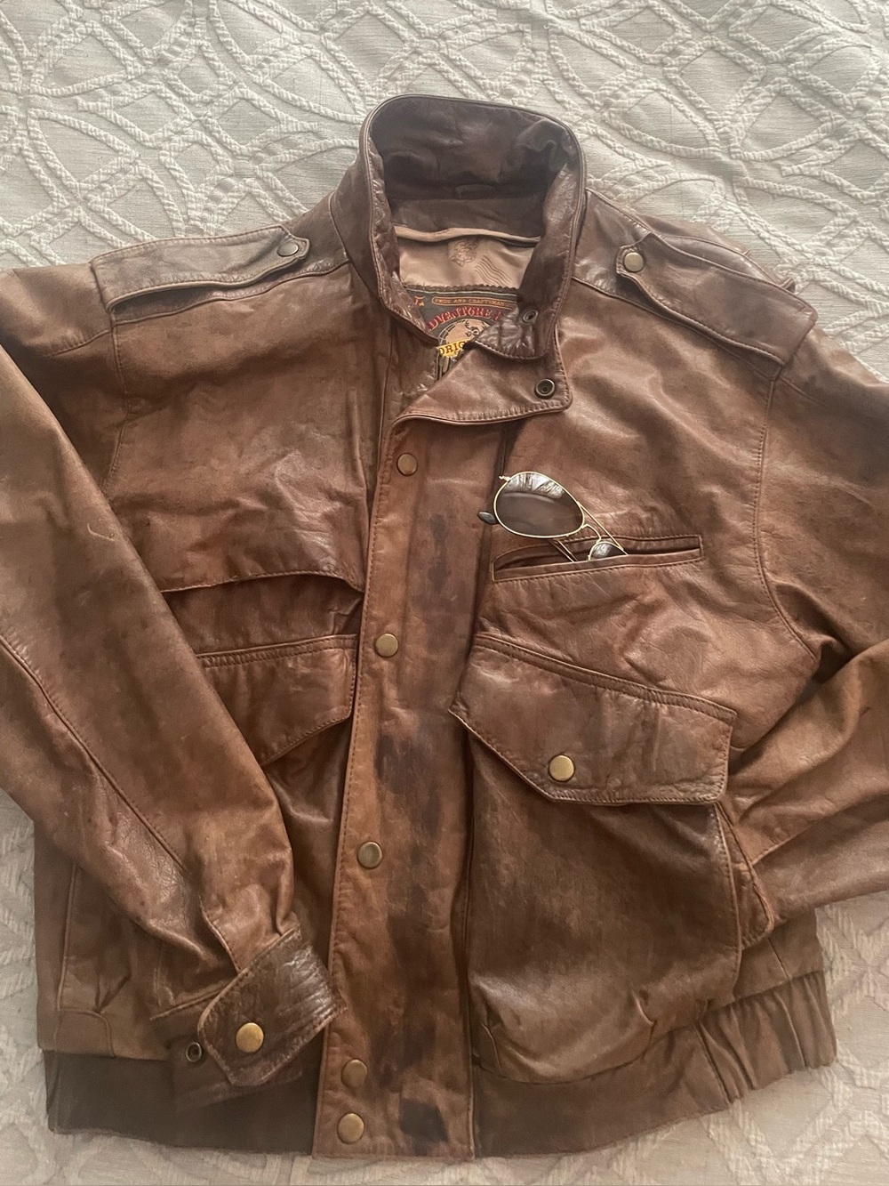 Vintage Men's Brown Leather Bomber/Field Jacket